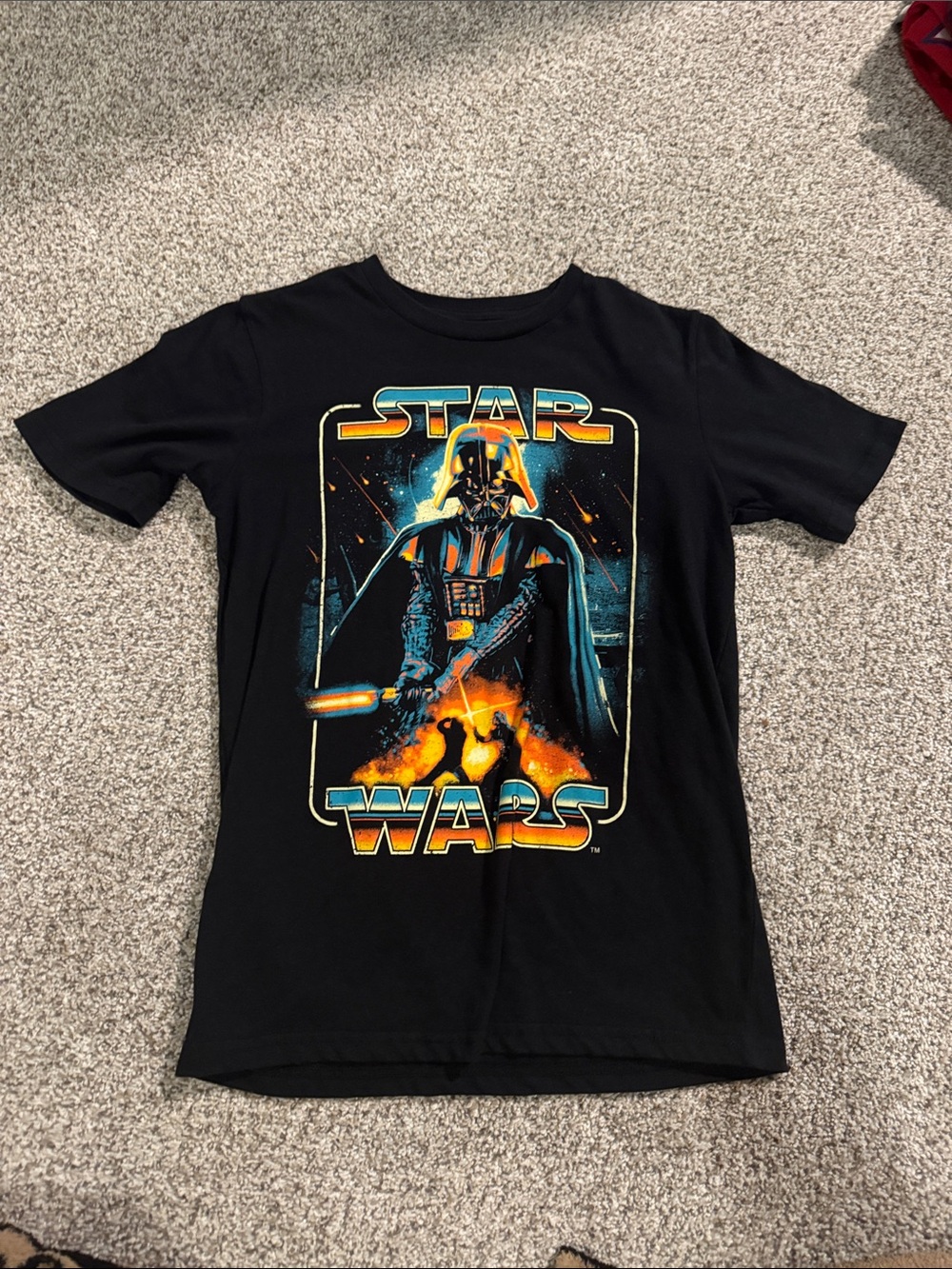 Star Wars Black Tee with Colorful Darth Vader Graphic